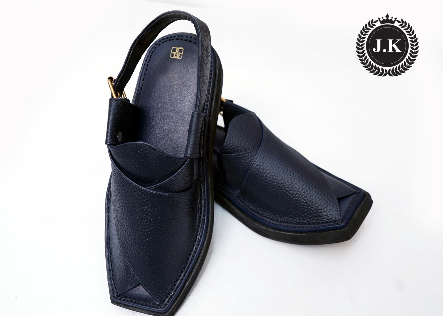 Blue Textured Peshawari Sandals