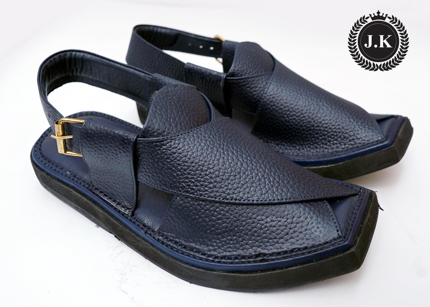 Blue Textured Peshawari Sandals