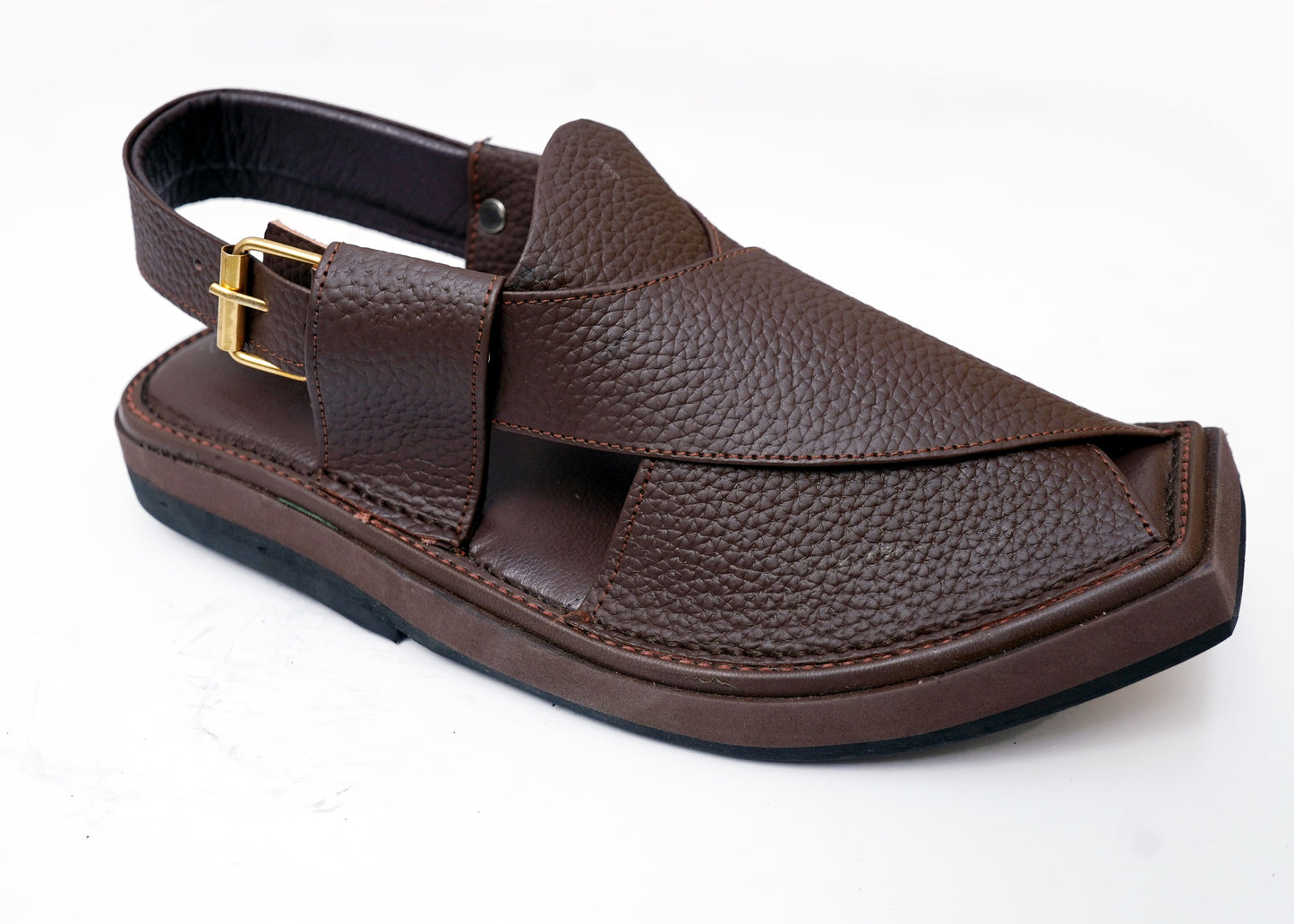 Brown Textured Peshawari Sandals